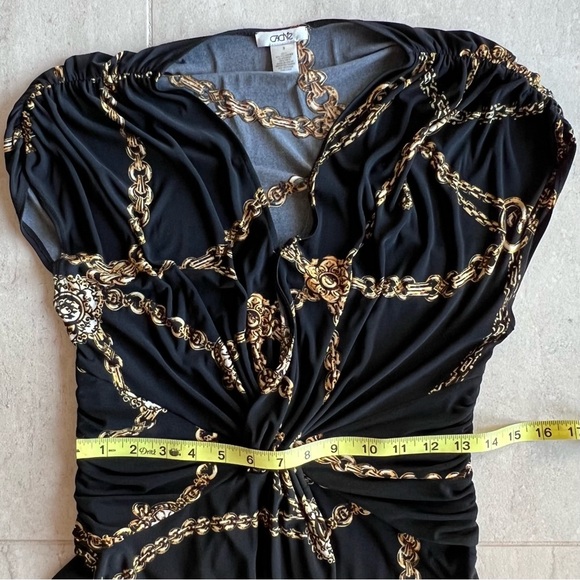 Cache Gold Chain Print Black Mini Dress Size S - Picture 5 of 10